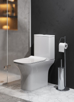 Унитаз напольный Grossman Classic GR-4464SQ (640х350х800) безободковый,белый с тонкой крышкой,микролифт,смыв торнадо,2 места