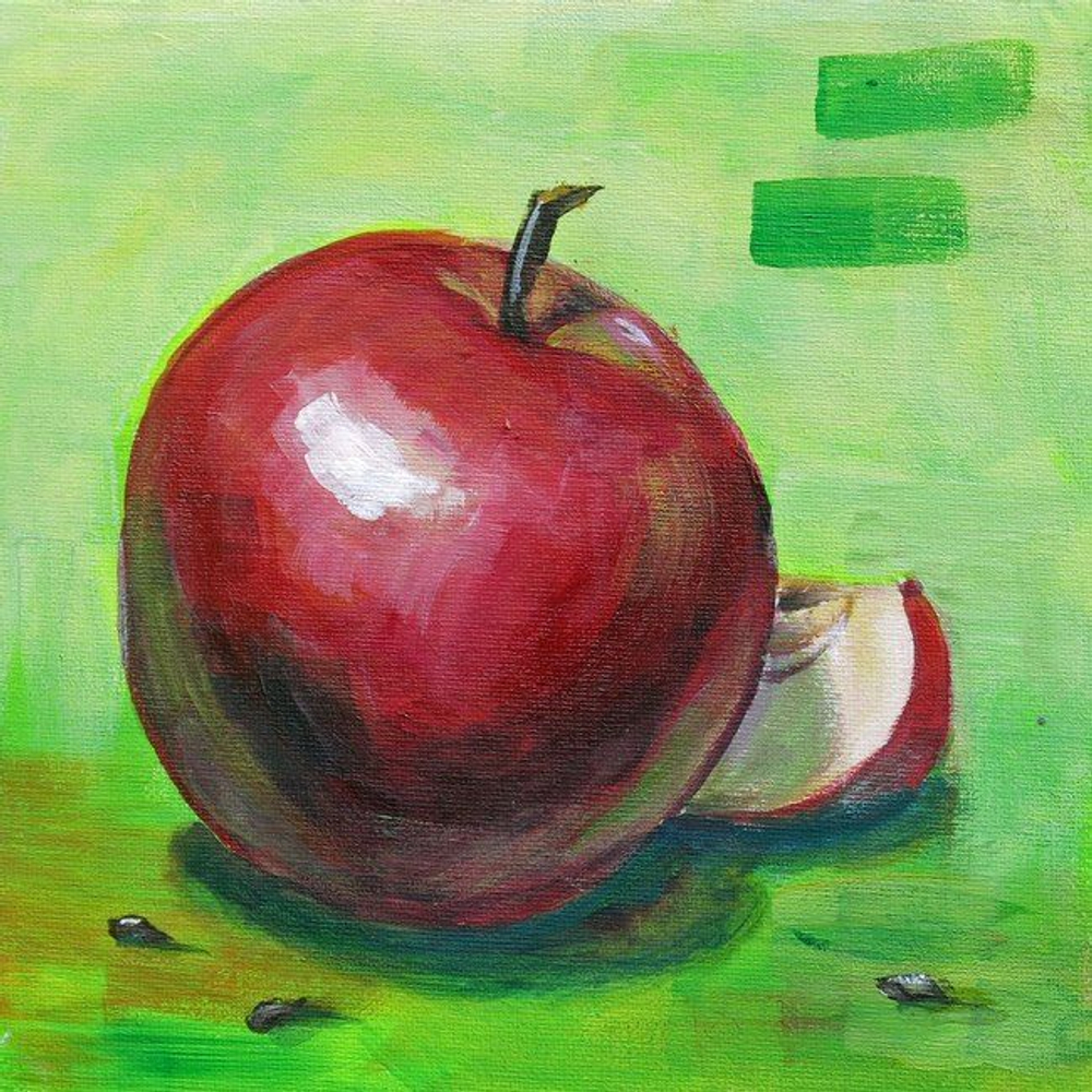 Картина "Айва", натюрморт. 30 см на 30 см. Акрил на картоне. Авторская живопись, оригинал.