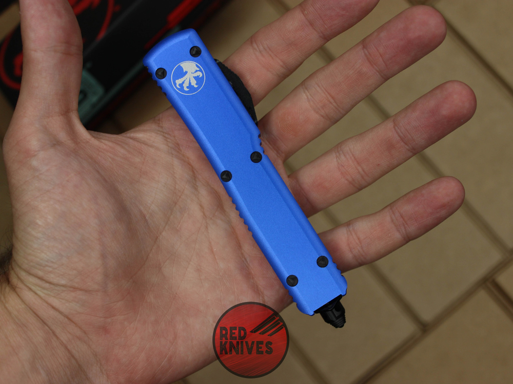 Нож Microtech Ultratech Helhound H/E - синяя рукоять, клинок сатин RK-378