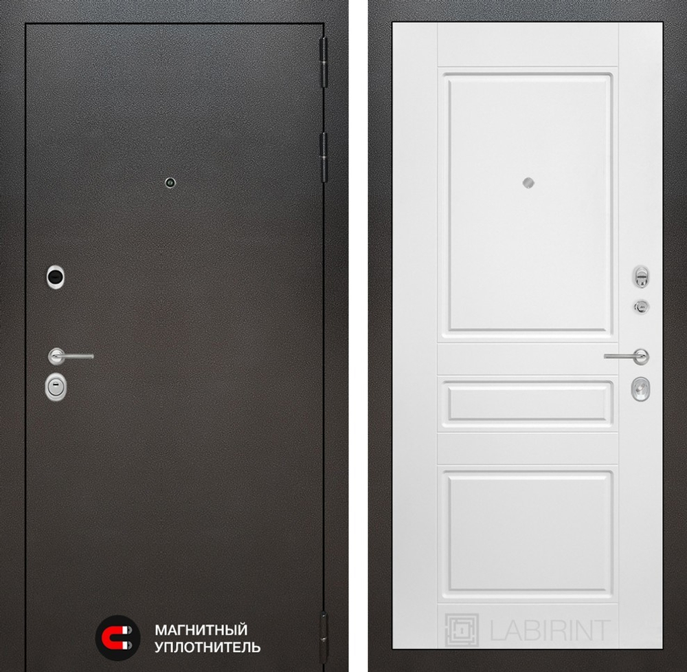 Входная металлическая дверь в квартиру с шумоизоляцией Лабиринт Silver (Сильвер) 03 - Белый софт