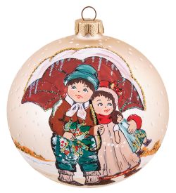 НФШ-1673 Ел.украшение Шар «Дети под зонтом» 100 мм