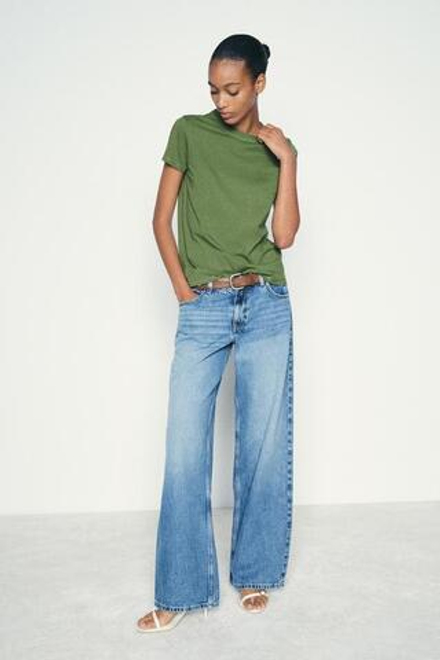 ZARA ФУТБОЛКА С КАРМАНОМ, ЗЕЛЕНЫЙ