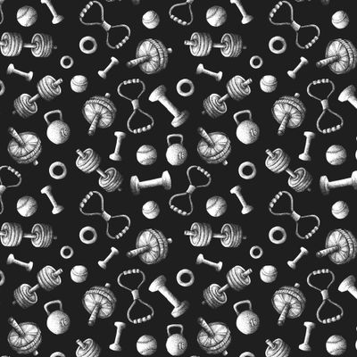 Спортивный инвентарь на черном фоне