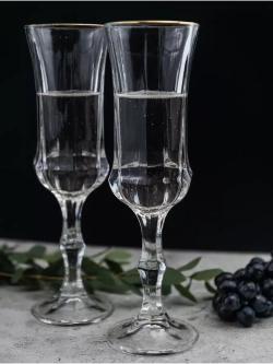 Набор бокалов для шампанского, 160 мл. 6 шт, с золотом