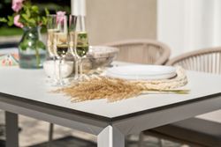 "Венето" обеденная группа на 6 персон со стульями "Милан", каркас белый, роуп бежевый