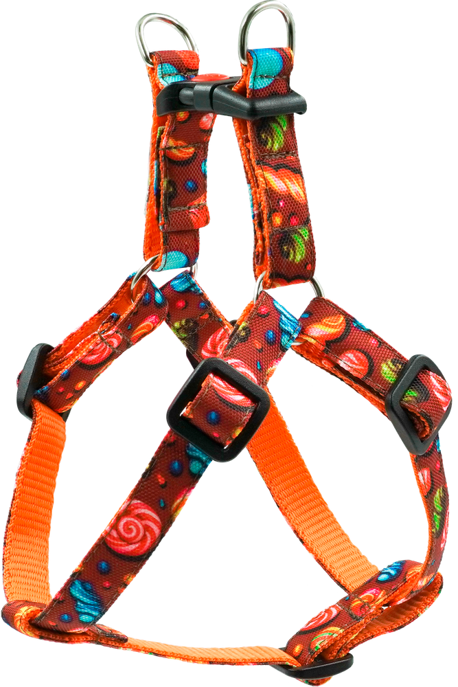 Шлейка ART LINE 20 мм капрон c принтом КАРАМЕЛЬ, быстросъемная от 40 до 50 см