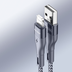 Кабель в тканевой оплетке длина 100см (1м) с разъемом USB-A на Lightning с быстрой зарядкой PD 12W от Duzzona, серия A7 Cable