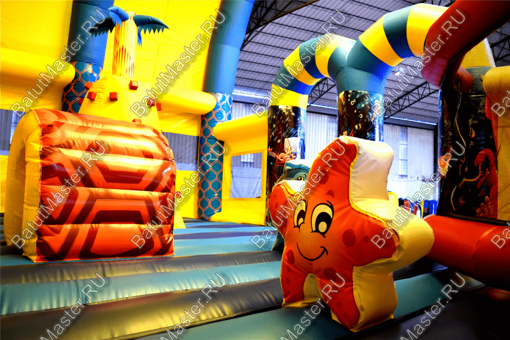 Надувной батут "Морской бриз с крышей"