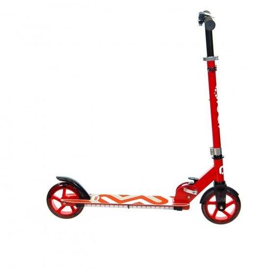 Складной двухколёсный самокат со светящимися колёсами и платформой Micar Flash 145 красный