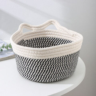 Корзина для хранения плетеная 22х22х12,5 см "Кэтс" цвет черно-белый