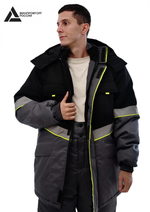 Куртка зимняя мужская «СЕВЕРНАЯ ШИРОТА» цв.серый/черный