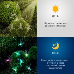 Садовая гирлянда ЭРА ERASF22-26 на солнечной батарее Колибри 3,8 м | Садовые декоративные светильники