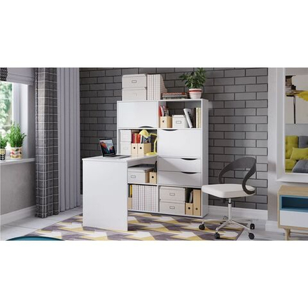 Стол письменный угловой с ящиками Дуб Сонома/Графит Серый, Тип 7, 114,8х110х143,2 см