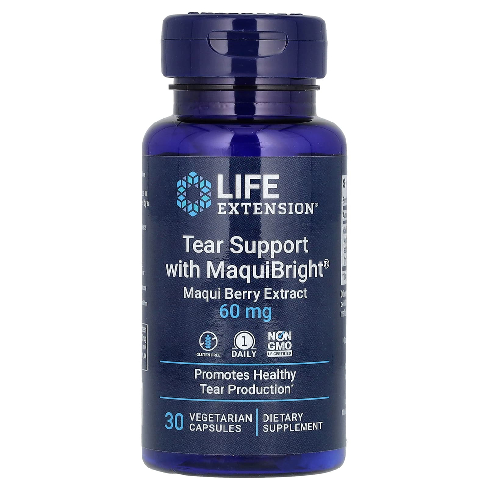 Life Extension, средство для поддержки функций слезных желез с MaquiBright, экстракт чилийской аристотелии, 60 мг, 30 растительных капсул