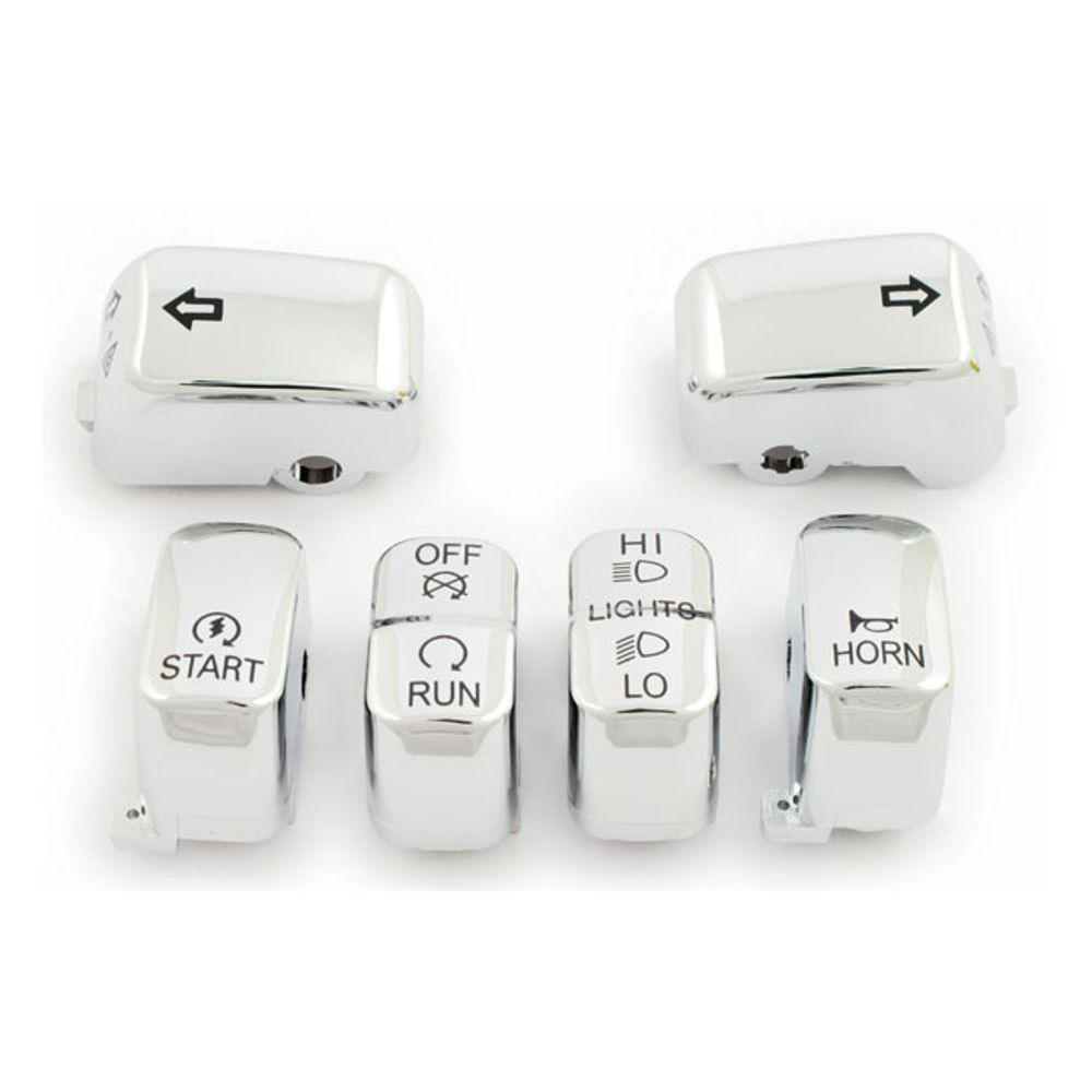 Комплект кнопок хром Softail, Dyna, FLHR, XL, XR1200, V-Rod