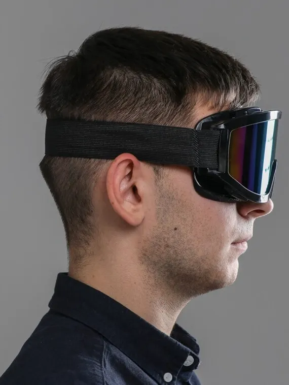 Очки-маска для езды на мототехнике, стекло хамелеон, цвет черный