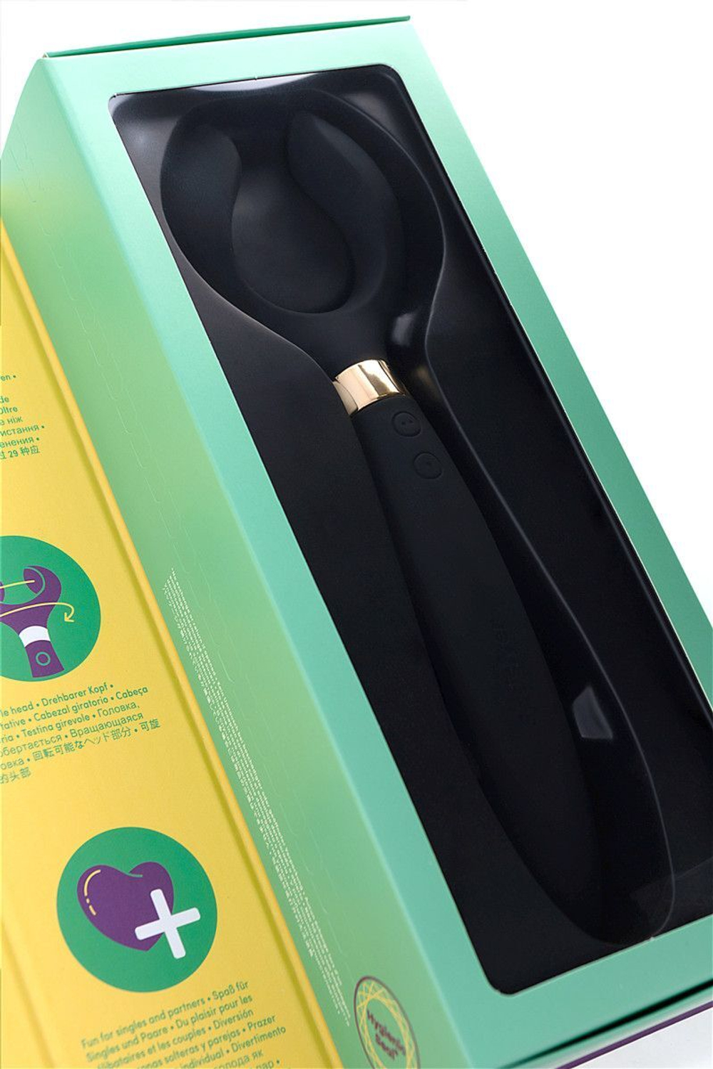 Чёрный вибромассажер для пар "Рогатка"