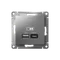 Розетка USB AtlasDesign тип A+C 5В/2.4А 2х5В/1.2А механизм сталь SE ATN000939