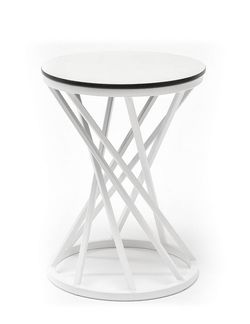 "Сантьяго" журнальный стол из HPL круглый Ø40 H55, каркас из стали белый, цвет столешницы "молочный"