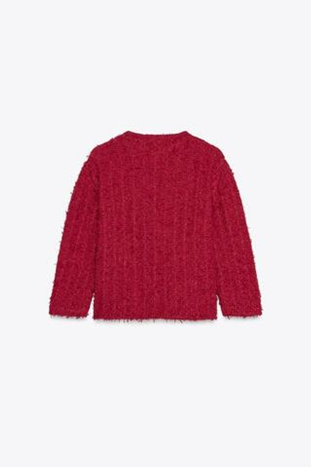 ZARA КАРДИГАН С РУКАВАМИ 3/4, КРАСНЫЙ