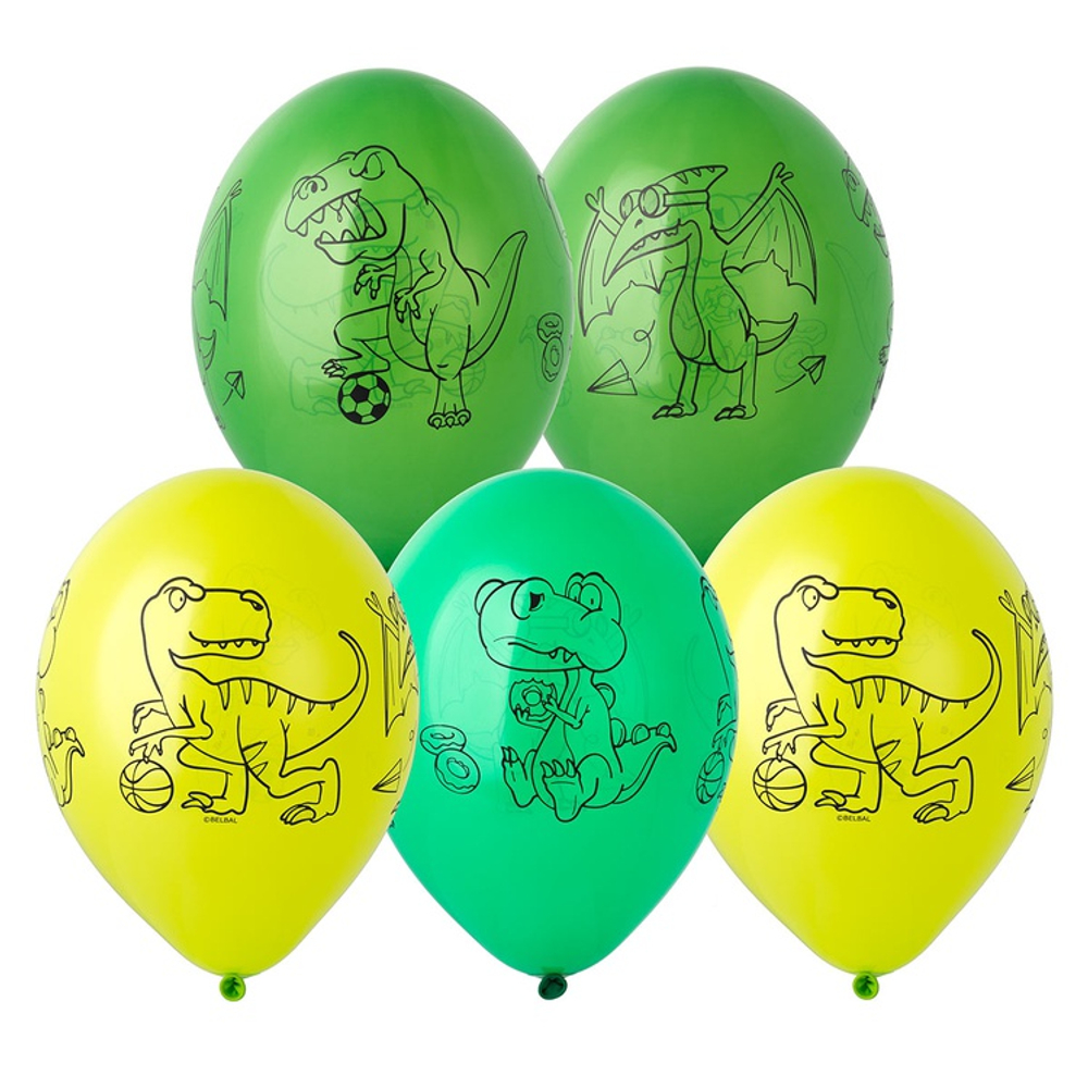 Шар латексный 35см Динозавры (Ассорти)