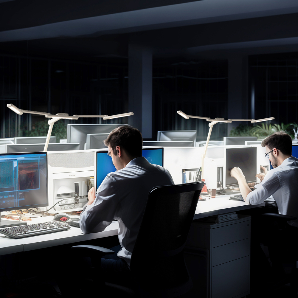 Светильник FRIENDME бестеневой настольный на струбцине светодиодный No. 2 черный с тройным источником света. Яркость - 1270 lum. 24W.