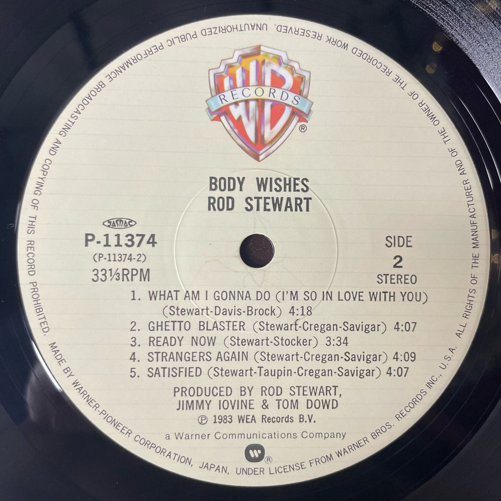 Винтажная виниловая пластинка LP Rod Stewart Body Wishes (Japan 1983) (Obi) Sweet Surrender
