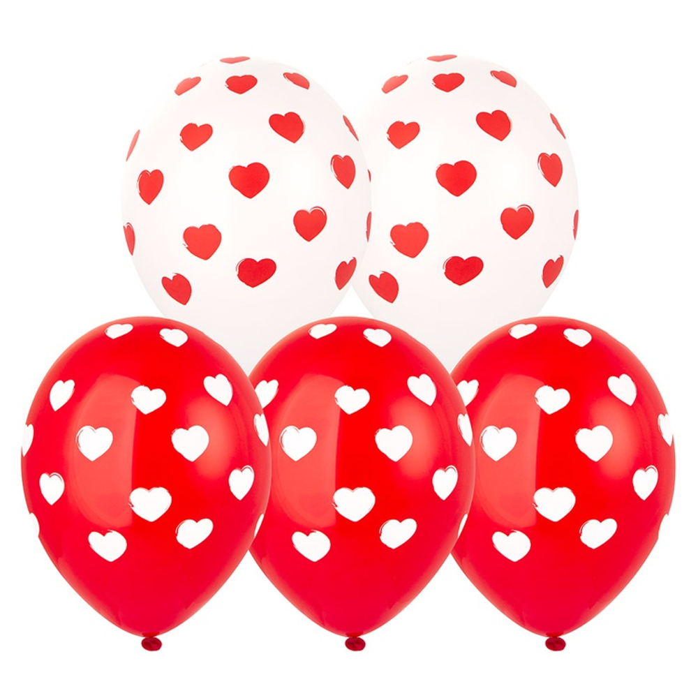 Шар латексный 35см Сердца (Ассорти)