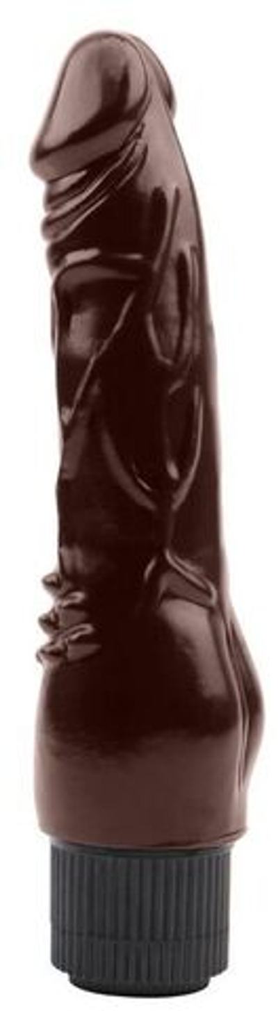 Коричневый вибратор-реалистик Vibrating Naughty Cock - 20 см. (Цвет: коричневый)