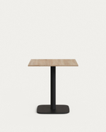 Dina Стол из меламина с ореховой отделкой и металлической черной ножкой 70 x 70 x 70 см