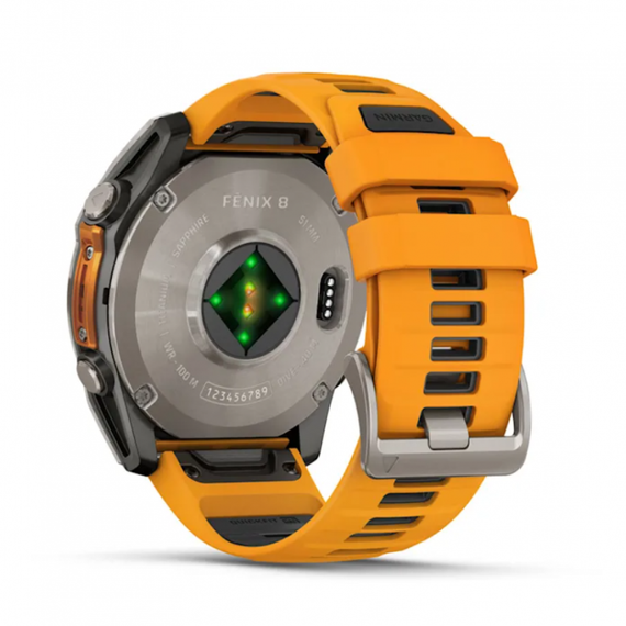 Garmin Fenix 8 51 мм AMOLED Sapphire – титановый корпус, оранжевый ремешок