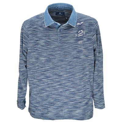 Поло с джинсовым воротником длинный рукав большое