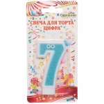 Свеча для торта Цифра Весёлый затейник «7» 6 см
