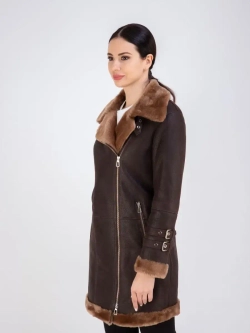 Дубленка натуральная авиатор длинная Турция