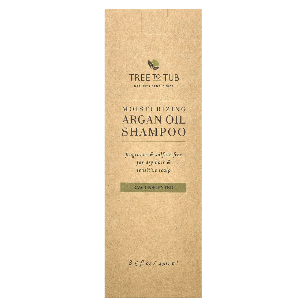 Tree To Tub, увлажняющий шампунь с аргановым маслом, для сухих волос и чувствительной кожи головы, необработанный, без запаха, 250 мл (8,5 жидк. унции)