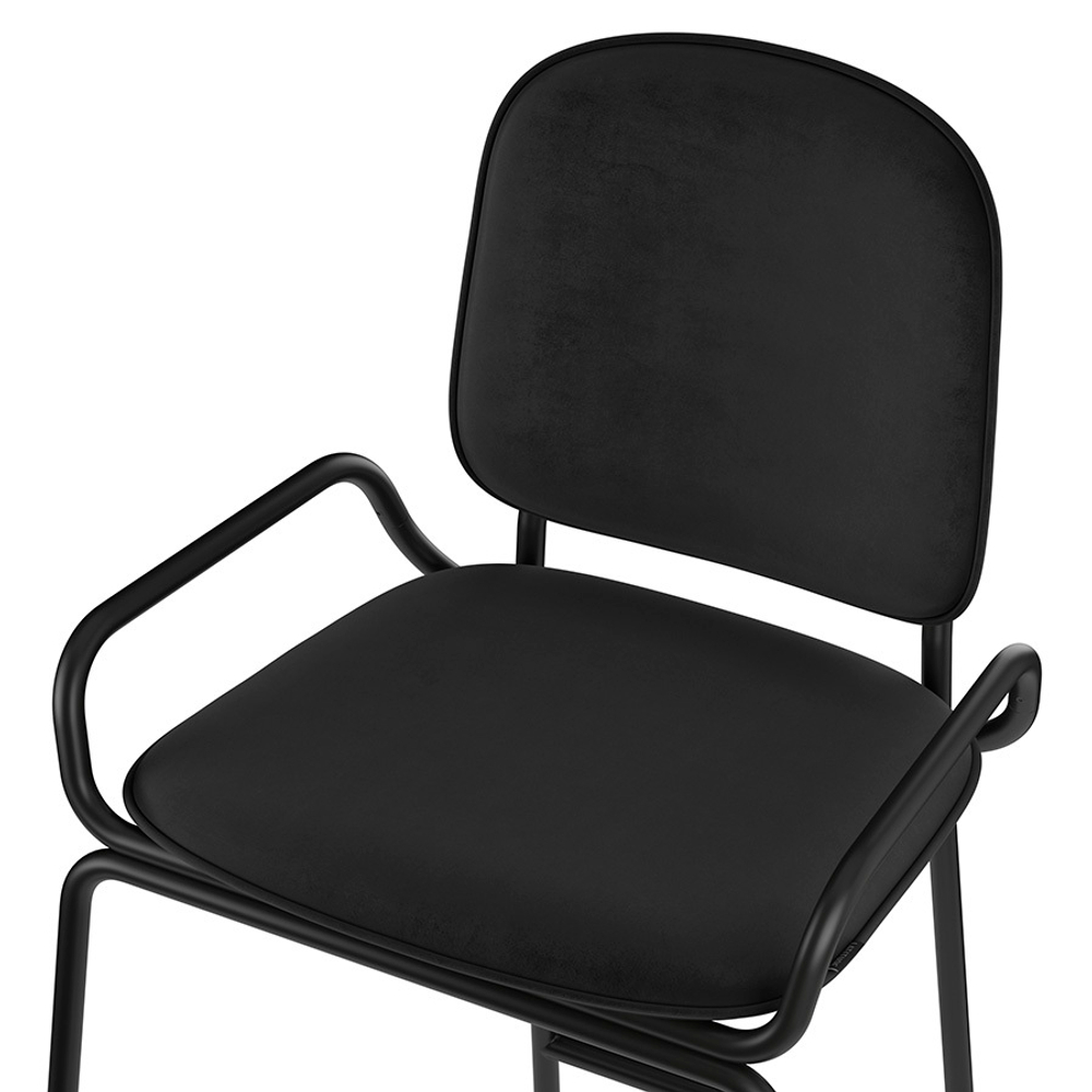 Стул барный Ror, 2 frame, велюр, черный/черный