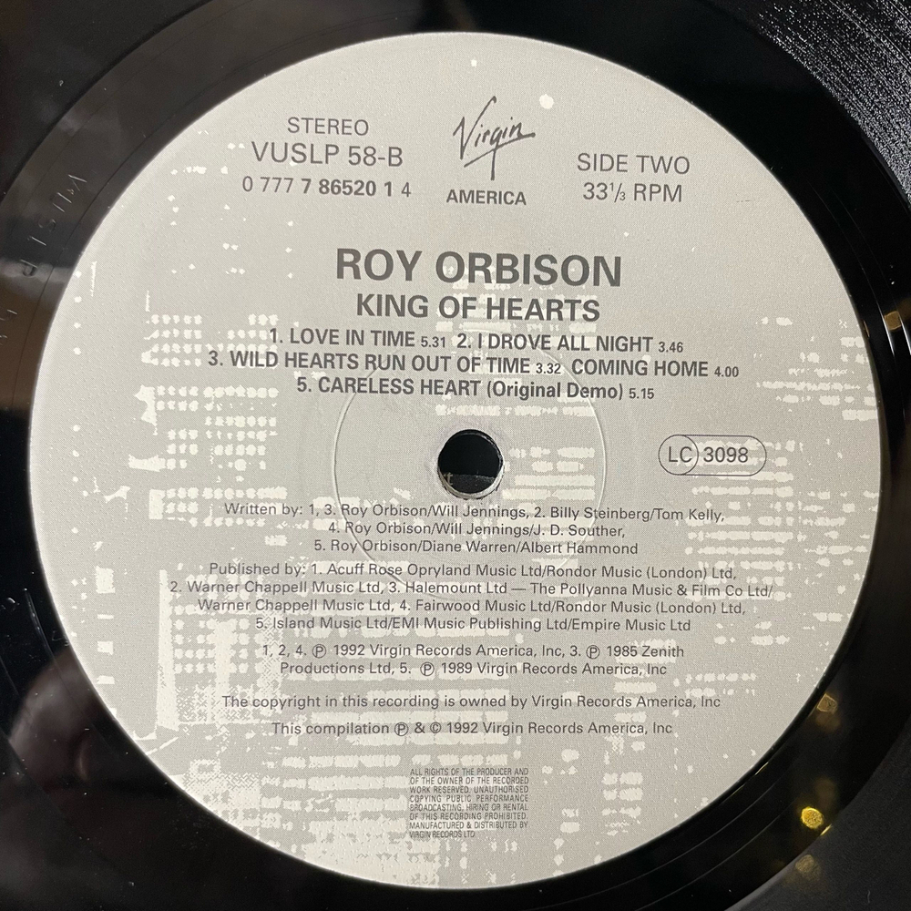 Винтажная виниловая пластинка Roy Orbison King Of Hearts (UK 1992)
