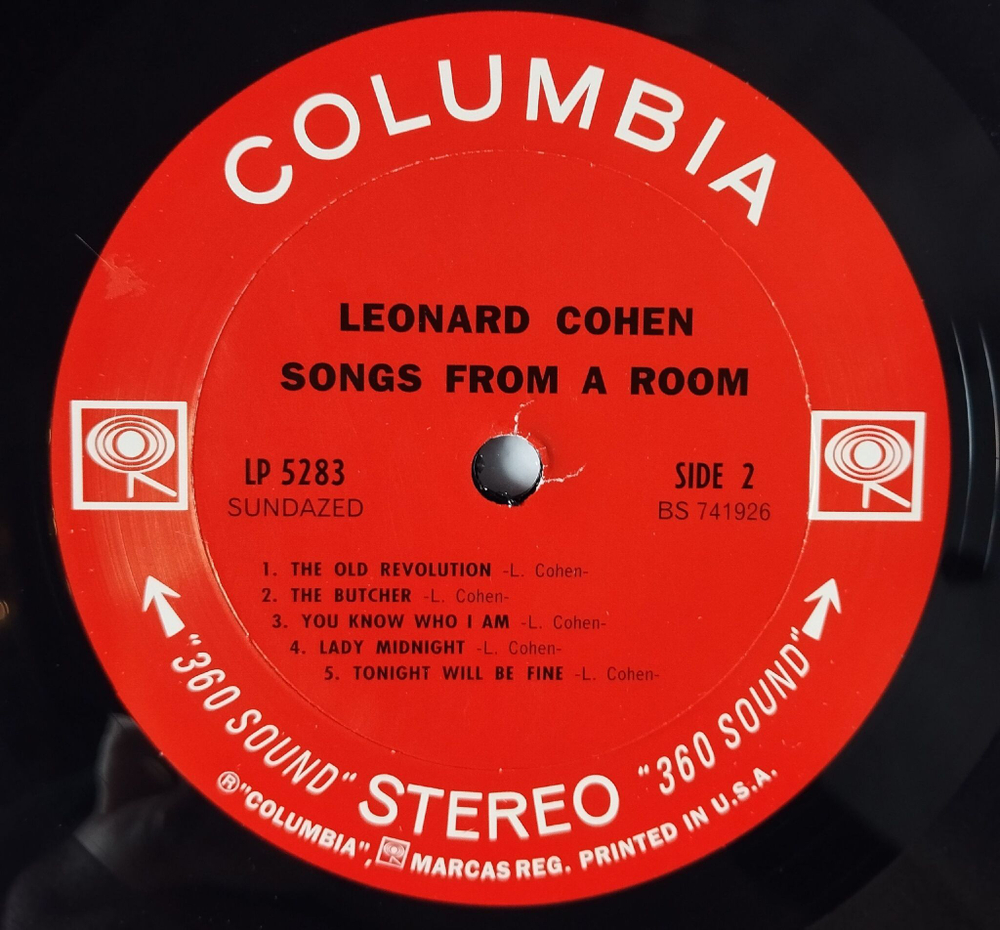 Винтажная виниловая пластинка LP Leonard Cohen Songs From A Room (USA 2009)