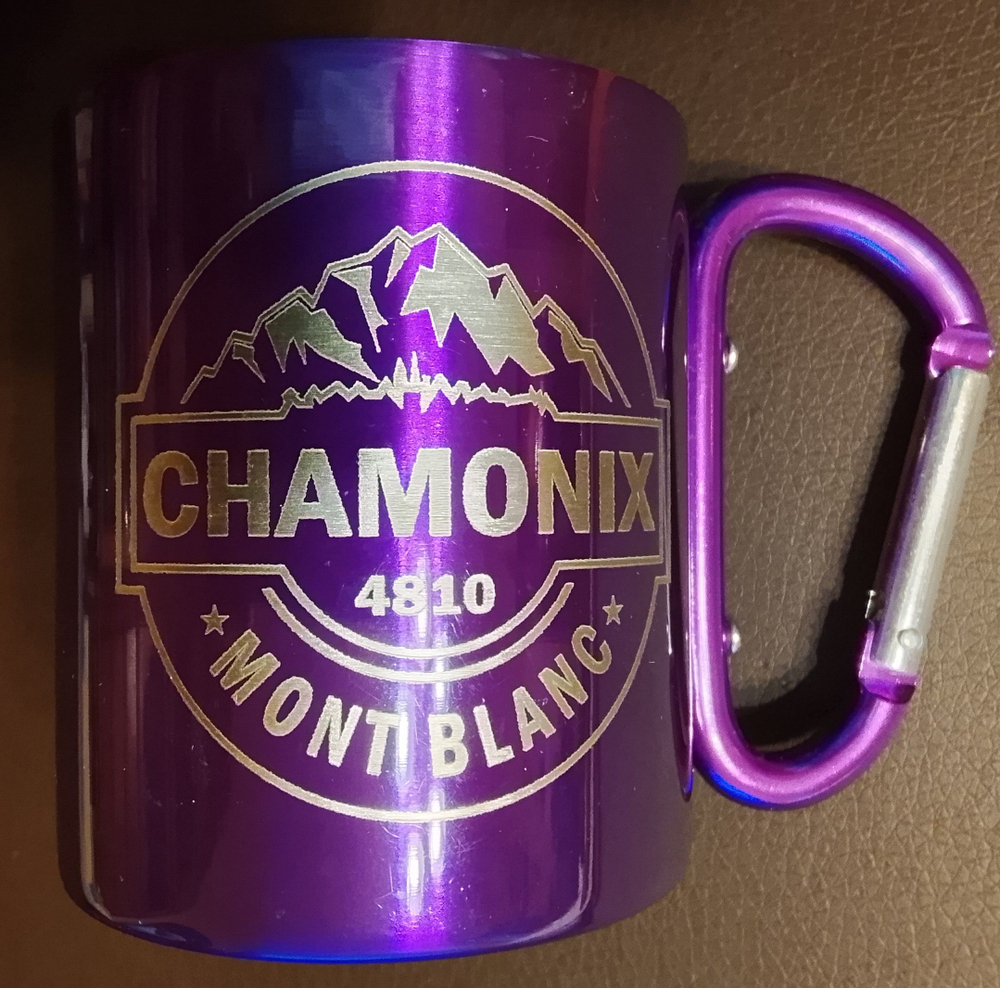 Кружка туриста Шамони Монблан Франция Chamonix 4810 Mont Blanc Ручка с карабином.