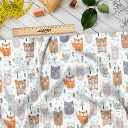 Ткань барби умиротворённые звери в лесу