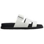 Hermes Chypre leather flat-bottomed one-word fashion sandals women's white, H211114Z 90