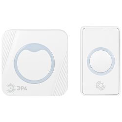 Звонок дверной ЭРА POLYCOLOR C101 беспроводной RGB подсветка от сети белый 36 мелодий