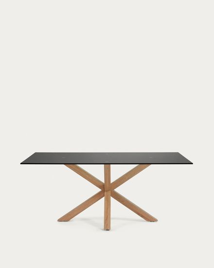 Argo Стол обеденный со стальными ножками Sonoma и столешницей из черного стекла 180x100