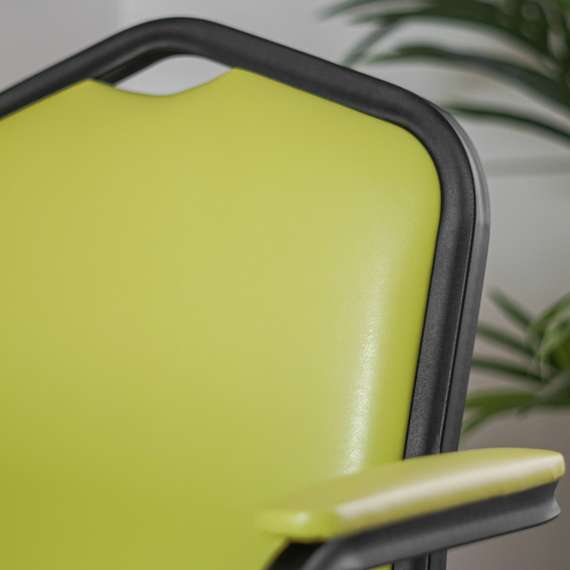 Стул Хит 25мм, с подлокотниками, черный муар, экокожа лайм