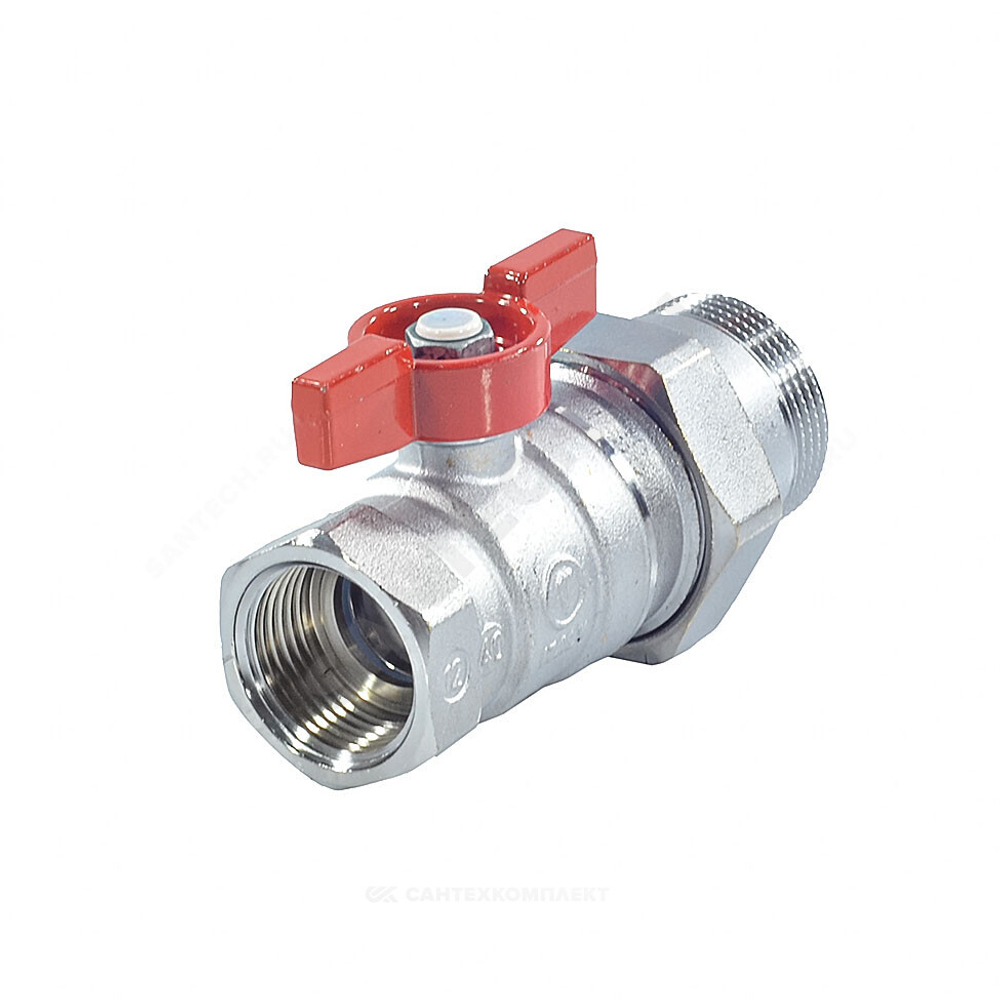 Кран шаровой латунь хром R259D Ду 20 Ру42 ВР/"американка" бабочка красная Giacomini R259X005