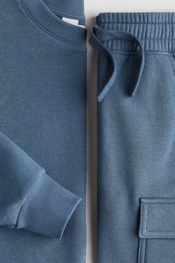 H&M Комплект из толстовки и шорт, пыльно-синий