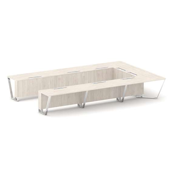 Steel Meet Стол переговорный П-образный MD-PR.B.SP-15P Денвер Светлый/Нержавеющая Сталь/Хром 4800*32