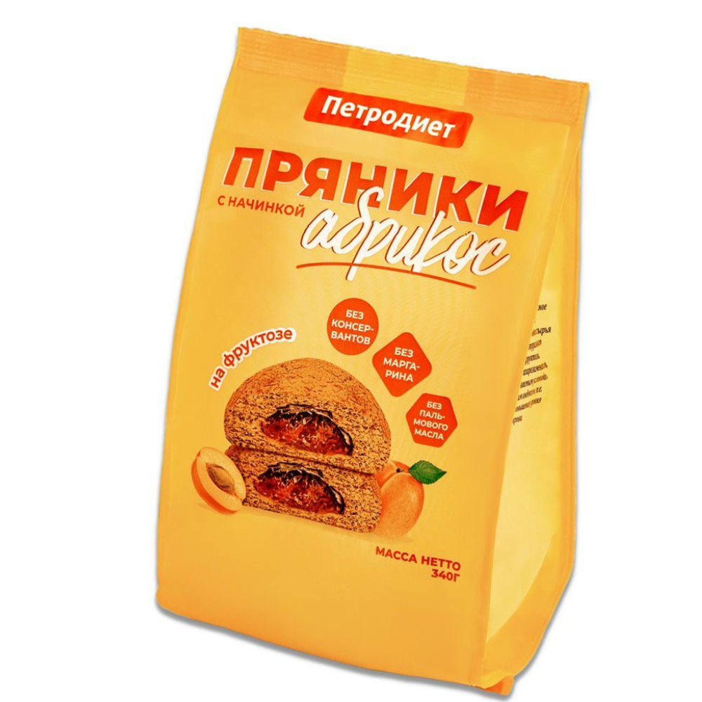 Пряники Петродиет Абрикос на фруктозе 340 гр