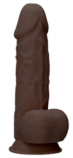 Коричневый фаллоимитатор Silicone Dildo With Balls - 21,6 см.