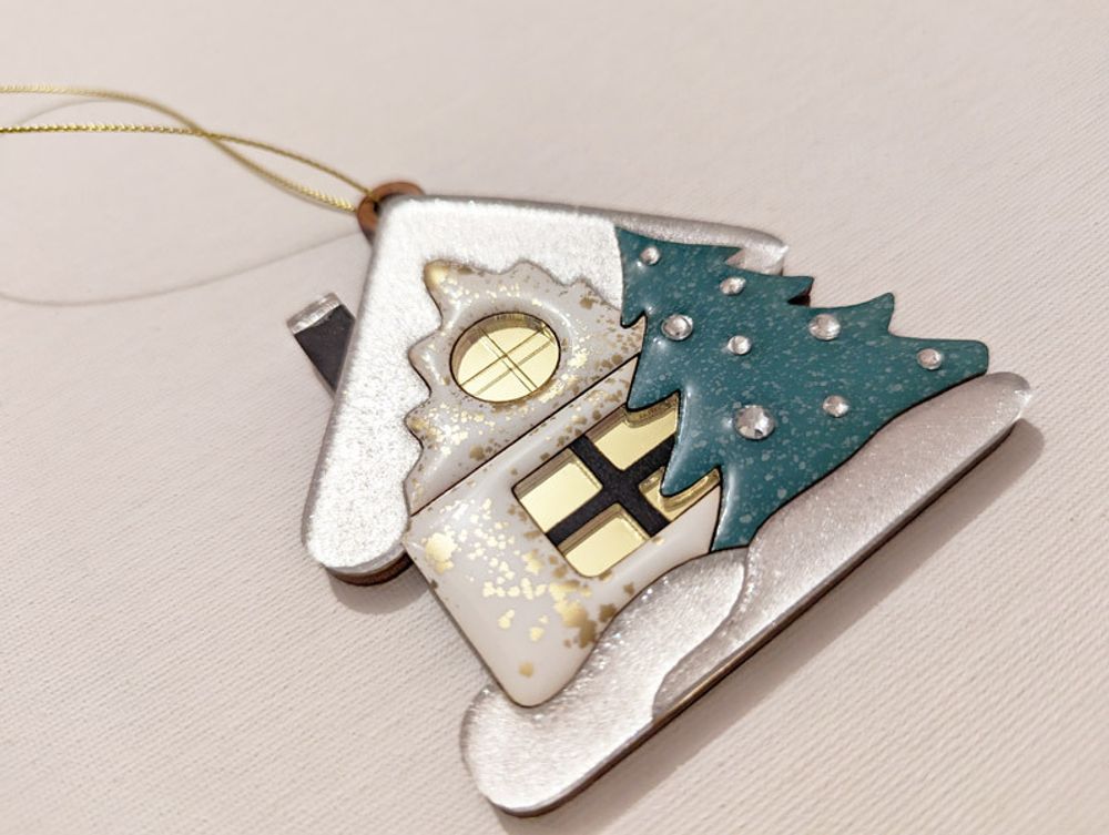 Ёлочная игрушка &quot;Домик&quot; со стразами Swarovski